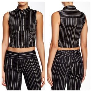 Alice + Olivia stripped button up crop top